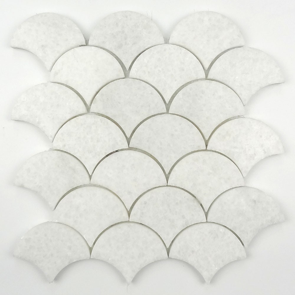 Crystal White New Design Marble Mosaic Tiles,  Crystal White Fan-Shaped  Mosaic