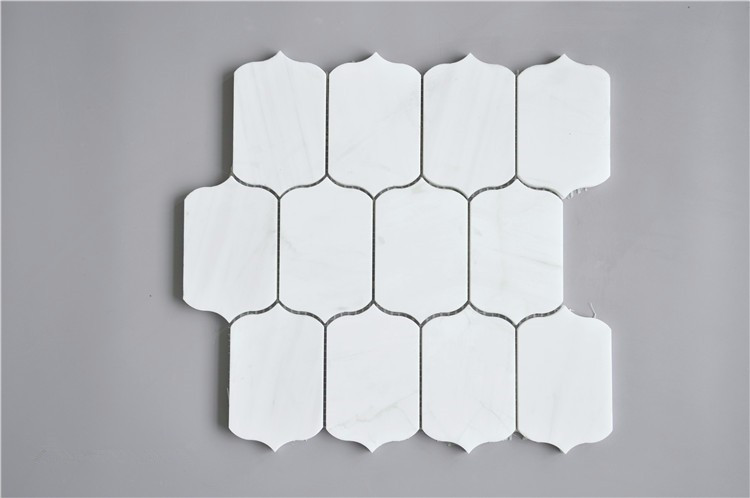 Natural White Marble Polished Lantern Arabesque  Shaped Mosaic Tile