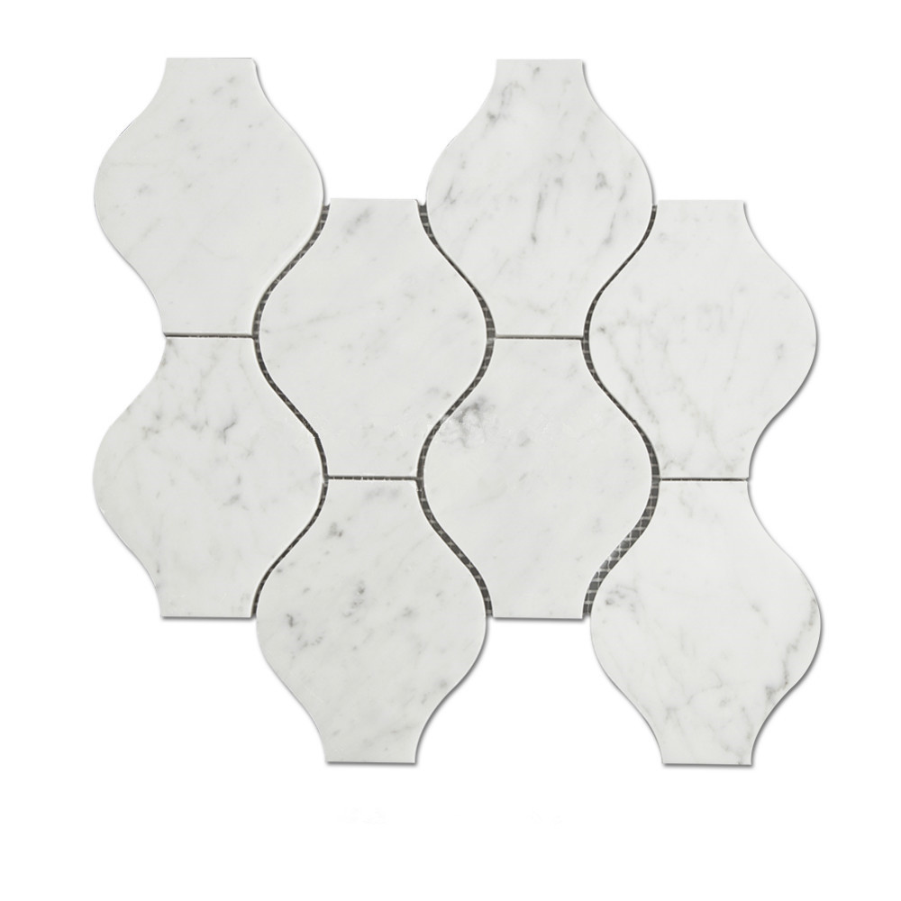 Popular Design Carrara White Marble Arabesque Mosaic Tiles,Bianco Carrara Mosaic, Italian White Marble Mosaic, Italian White, Carrara White