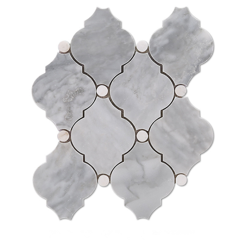 Gray Marble Arabesque Wall Tiles Mosaic With White Dots