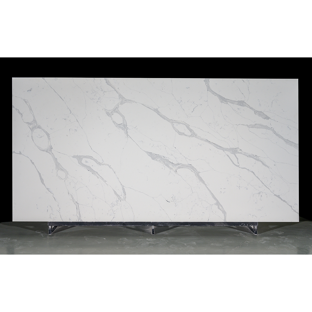 Factory Direct Sales Artificial Custom China Polished Laza Calacatta White Quartz Stone Slabs for Kitchen Table Counter Tops