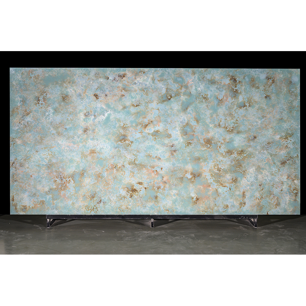 Green Excellent Quality Hotel Wall Countertops Artificial Quartz Slabs Engineered Stone With Veins