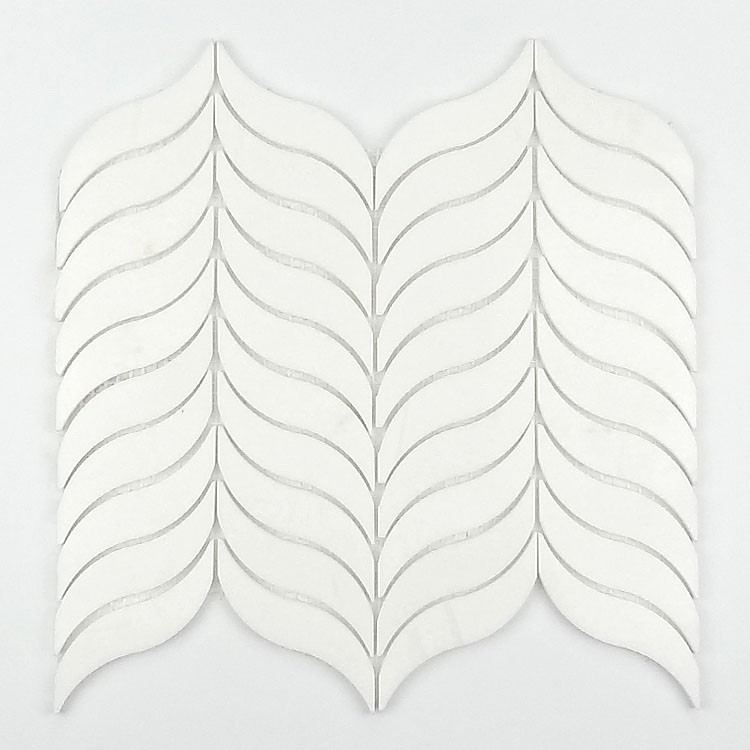 Crystal White Leaf-shaped Mosaic Tile ,  Fashion Design Marble Stone Mosaic, Pure White Mosaic,