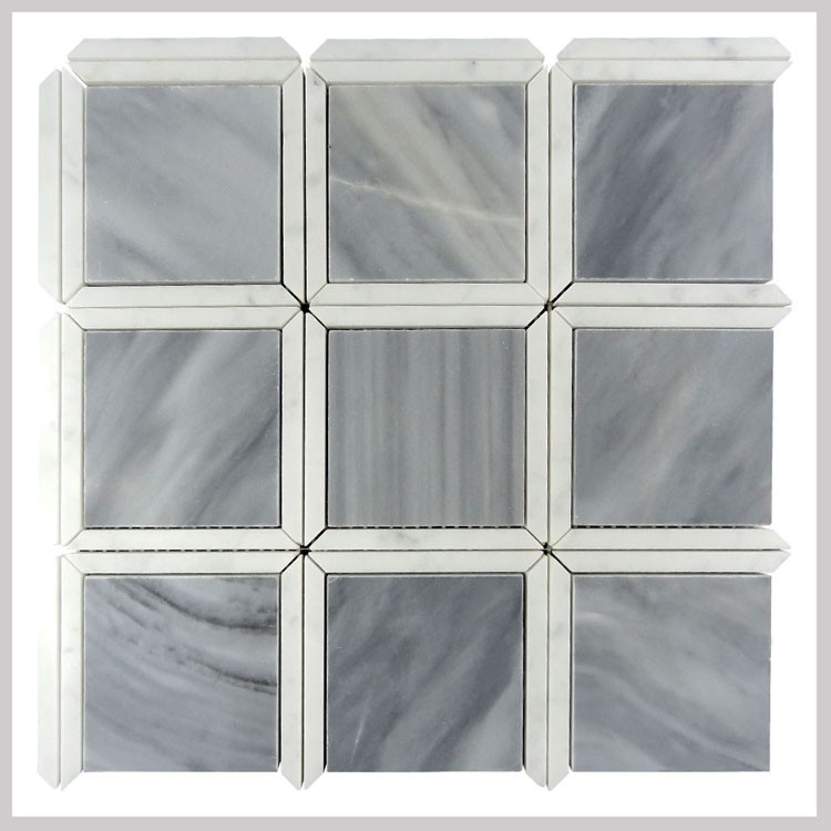 Bardiglio Grey Carrara White Basket Way  Mosaic Tile ,  Bianco Carrara White Mosaic, Italy Grey Brick  Mosaic