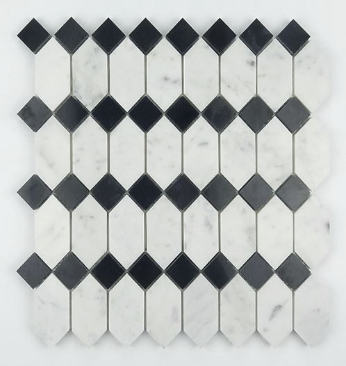 Black and White Carrara Marble  Mosaic For Floor,   Nero Marquina  and Bianco Carrara White  Mosaic Tile  , Chinese Marquina  Mosaic Tile