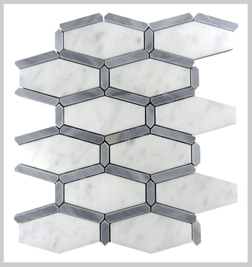 White And Grey Marble Polished Hexagon Mosaic Wall Tile, Bardiglio  Grey  Carrara White Hexagon Mosaic , Italy Grey and White Marble 