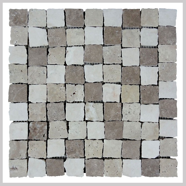 Nature finish marble mosaic , Travertine  Emperador Dark   Emperador Light  Crema Marfil  White Oak  Nature Surface  Mosaic  Tile 