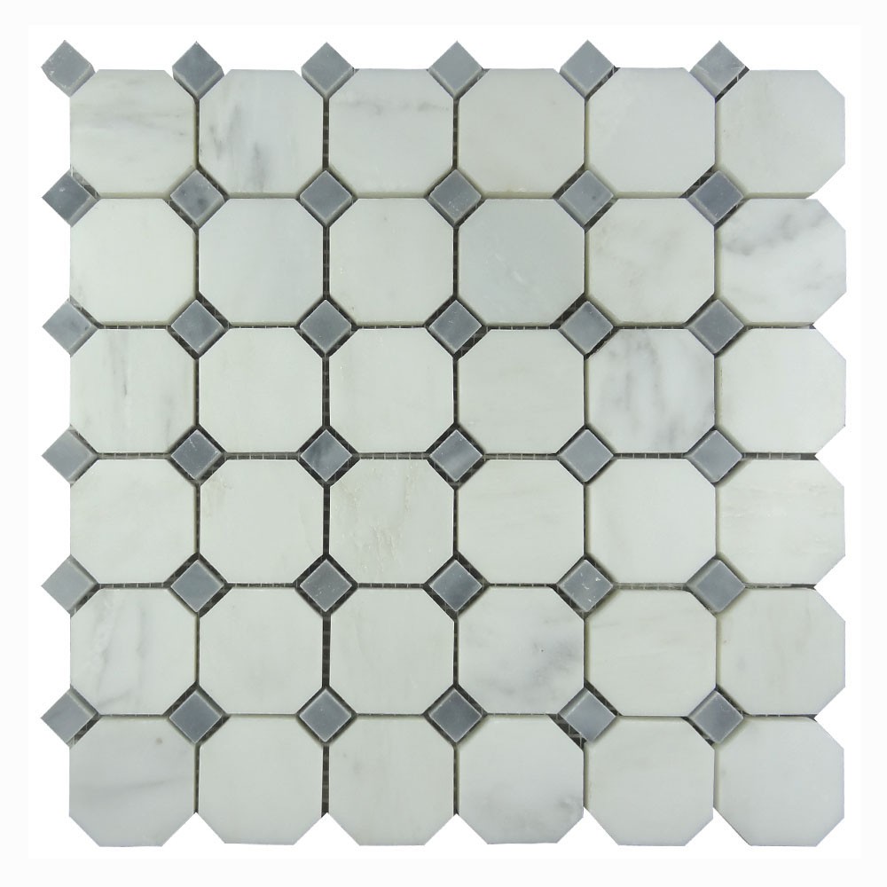 China Factory Oriental White Octagon  With Carrara White  Dot  Tiles Marble Mosaic 