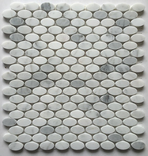 Italy Bianco Carrara White Oval Marble Mosaic Tile,  Bianco Carrara Mosaic, Italian White Marble Mosaic, Italian White, Carrara White