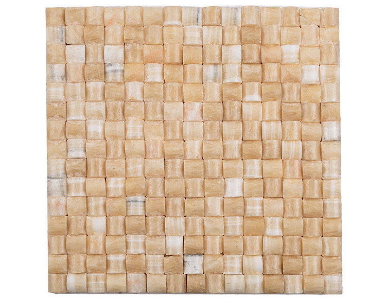 3D Small Bread Yellow Honey Onyx Marble Mosaic Tile