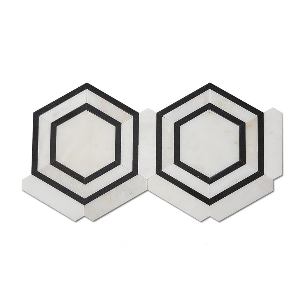 Hexagon Marble Mosaic Bathroom Floor Tile In Stock