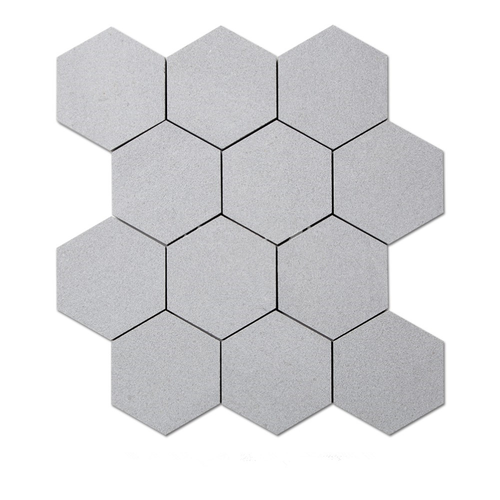 Cinderella Grey Marble Sandblasted 4 Inch Hexagon Mosaic Wall Tile Sheets
