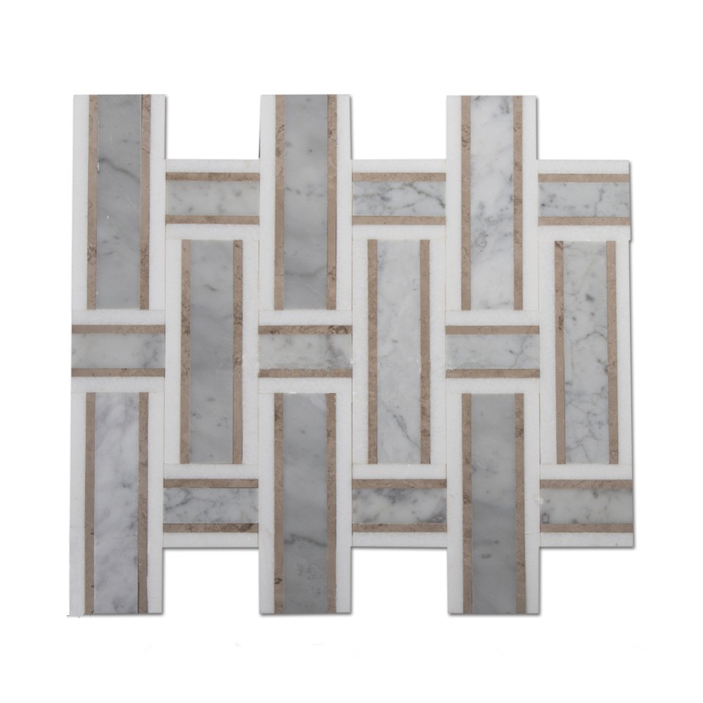 New Style Carrara White Stone Marble Basketweave Mosaics Tile