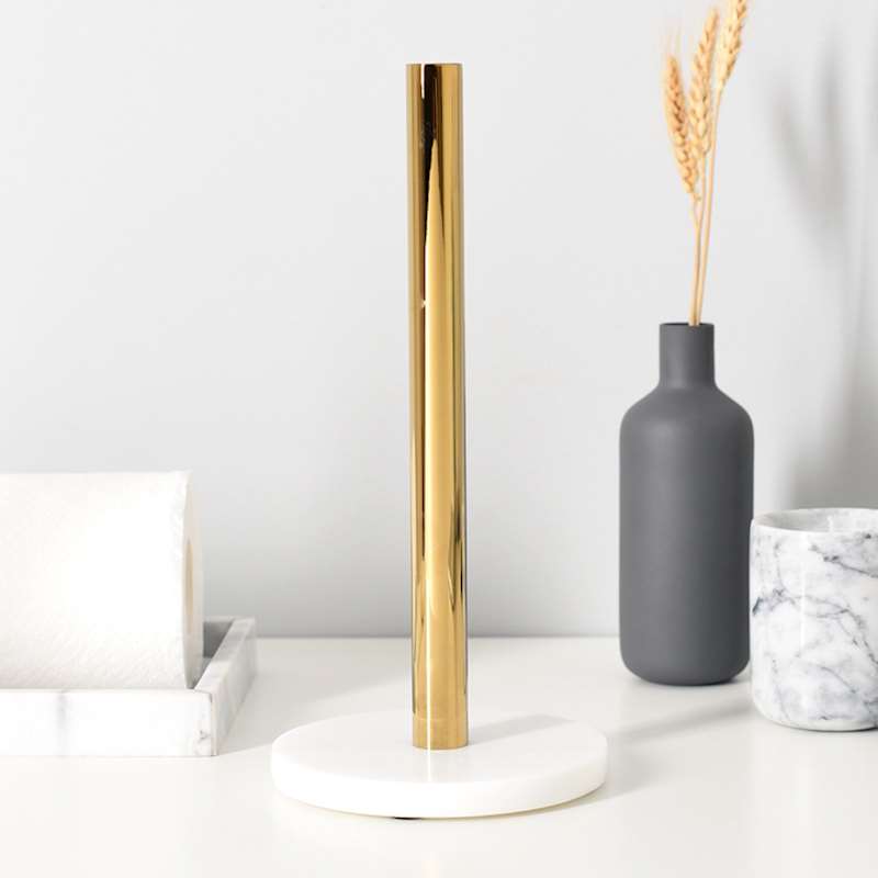 White Marble free standing paper towel holder