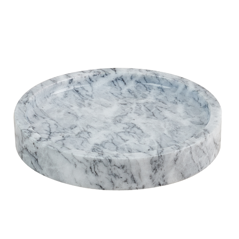 Round White Marble Decorative Tray