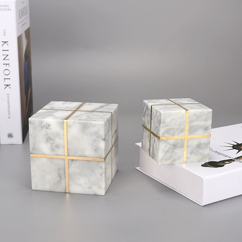 White Marble cube sculpture home decoration