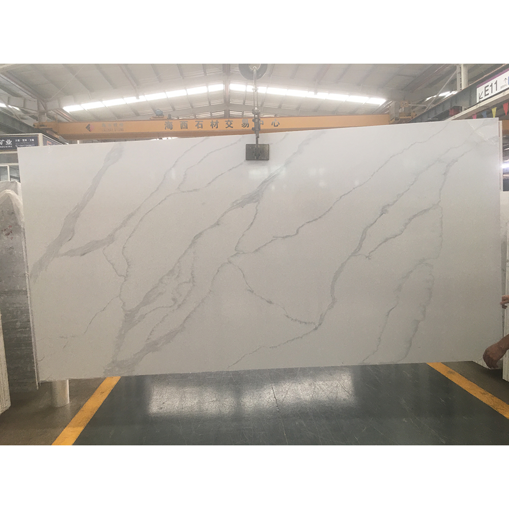 Chinese Good Quality Calacatta White Artificial Quartz Stone Slabs M2 Price for Ktchen Countertop