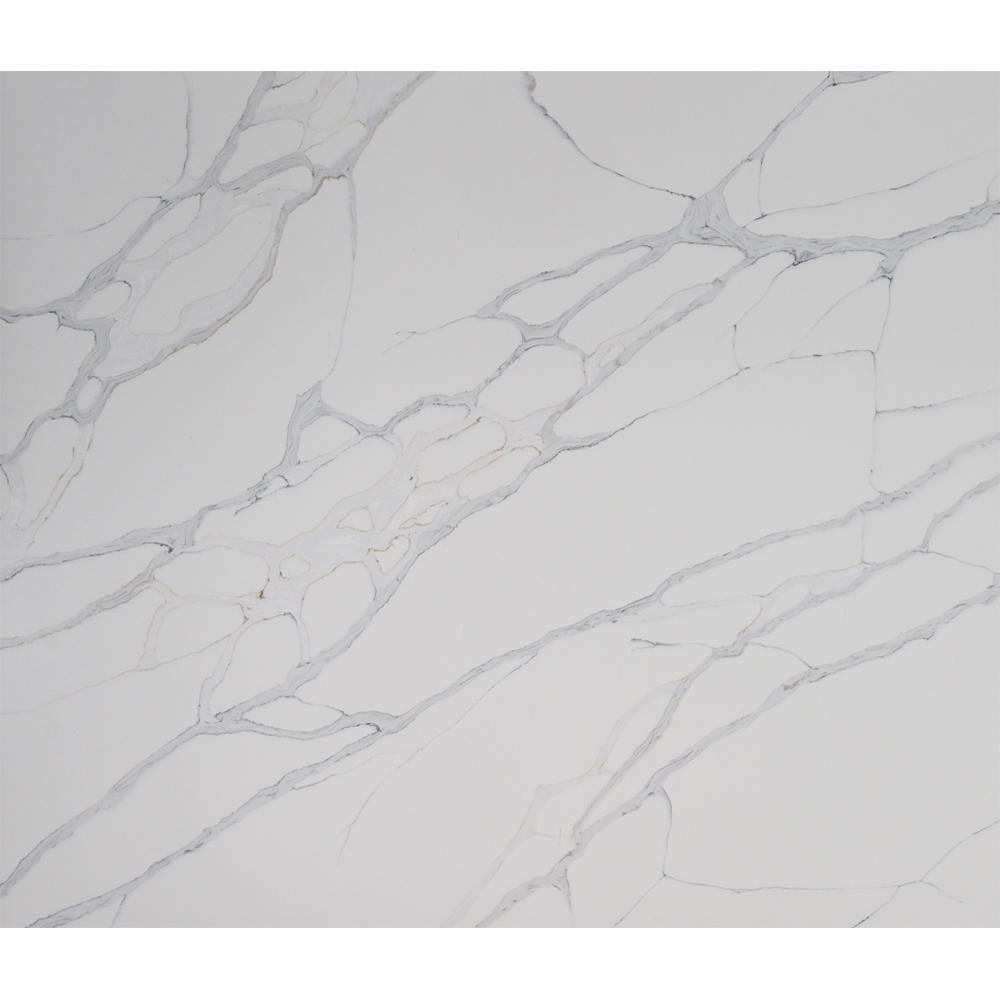 Factory Direct Sales Artificial Custom China Polished Laza Calacatta White Quartz Stone Slabs for Kitchen Table Counter Tops