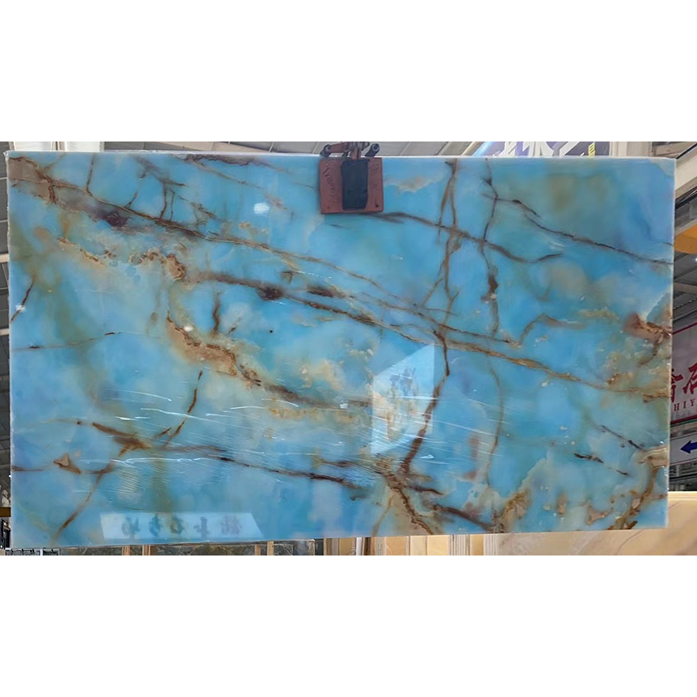 Real natural Blue onyx marble stone slab and tile for wall and floor contruction decoration from China