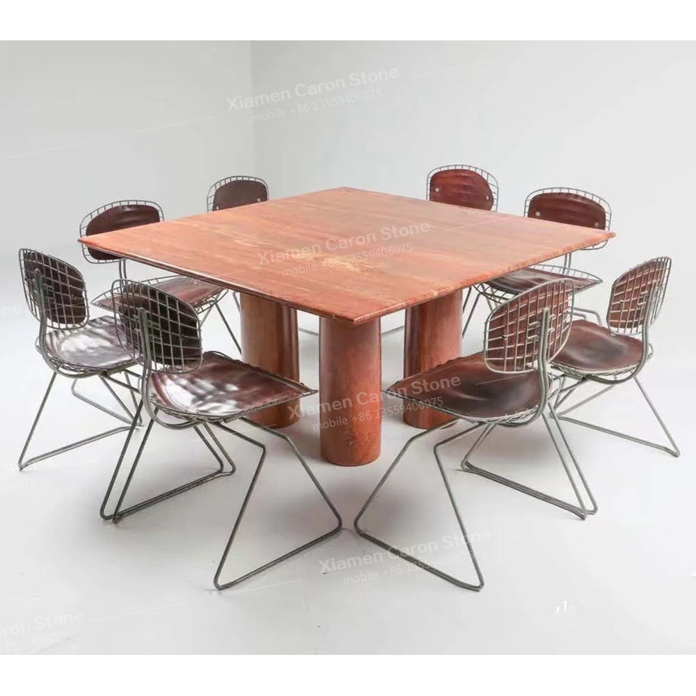  Luxury modern red travertine dining table coffee table