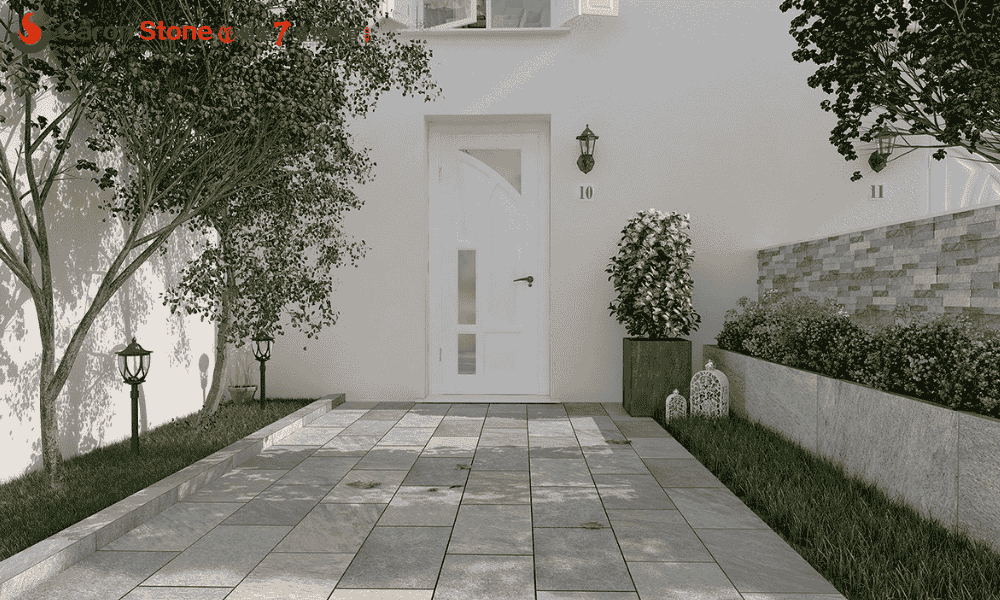 Quartzite tiles for outdoor applications
