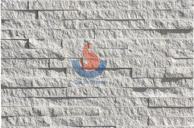 White Limestone rock face stone wall cladding
