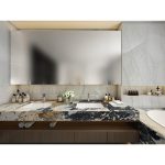 Customized Black And Gold Color Patagonia Quartzite Bathroom Shower Design -