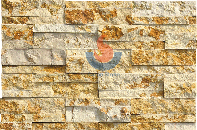 Sunny Beige Marble Splitted AOC legder stone wall panel