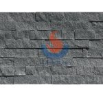 Dark Grey Granite Stone Splitface Ledger Stone Wall Fireplace -