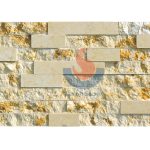Sunny Beige Marble Splitface & Polished Ledger Stone Panel -