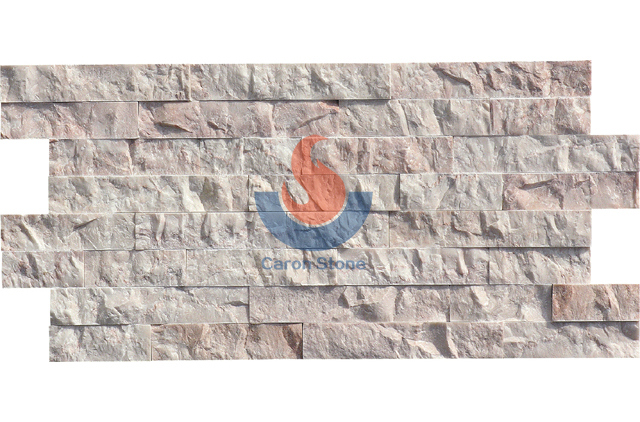 Cream Rose Marble Splitface ledger stone wall cladding