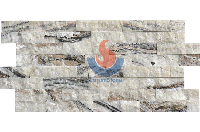 Onxy Travertine Splitface interlocking ledger stone panel