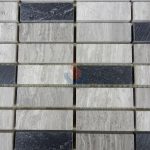 Marble Mixed Black Culture Slate Stone Mosaic Tile For Wall, White Oak Brick Mosaic Tile -