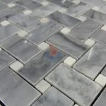 Bardiglio Grey Polished 1x2 Basketweave Bianco Carrara White Dot Mosaic, Italy Grey Mosaic Tile -