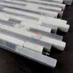 Bianco Carrara And Bardiglio Grey Linear Strips Mosaic , Italy Grey Brick Mosaic Tile ,Carrara Mosaic -