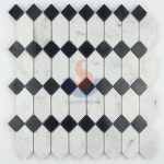 Black And White Carrara Marble Mosaic For Floor, Nero Marquina And Bianco Carrara White Mosaic Tile , Chinese Marquina Mosaic Tile -