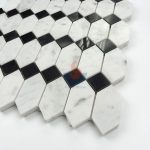 Black And White Carrara Marble Mosaic For Floor, Nero Marquina And Bianco Carrara White Mosaic Tile , Chinese Marquina Mosaic Tile -