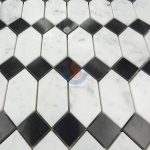 Black And White Carrara Marble Mosaic For Floor, Nero Marquina And Bianco Carrara White Mosaic Tile , Chinese Marquina Mosaic Tile -