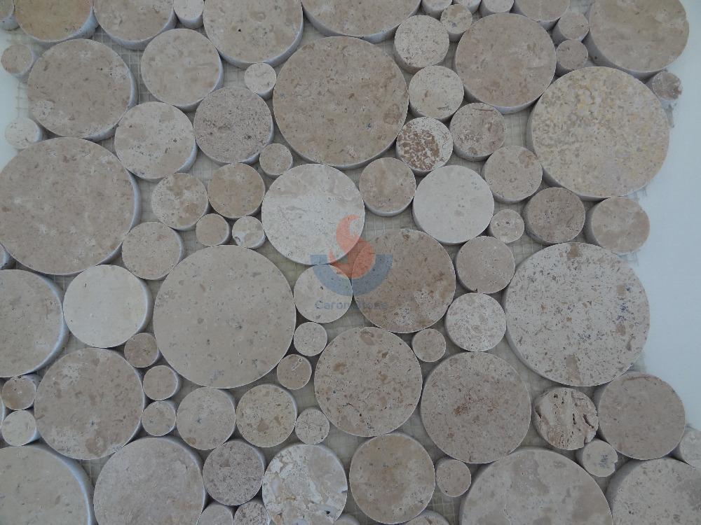 Stone Burma Beige  Penny Rounds Mosaic Tile,  Beige Marble Water jet Mosaic, Jura Beige