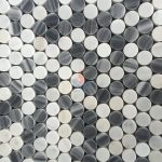 Italy Grey And White Penny Round Mosaic Tile, Bardiglio Grey And Carrara White Penny Round Mosaic, Bianco Carrara -