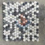Italy Grey And White Penny Round Mosaic Tile, Bardiglio Grey And Carrara White Penny Round Mosaic, Bianco Carrara -