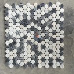 Italy Grey And White Penny Round Mosaic Tile, Bardiglio Grey And Carrara White Penny Round Mosaic, Bianco Carrara -