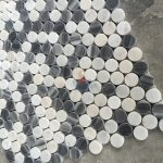 Italy Grey And White Penny Round Mosaic Tile, Bardiglio Grey And Carrara White Penny Round Mosaic, Bianco Carrara -