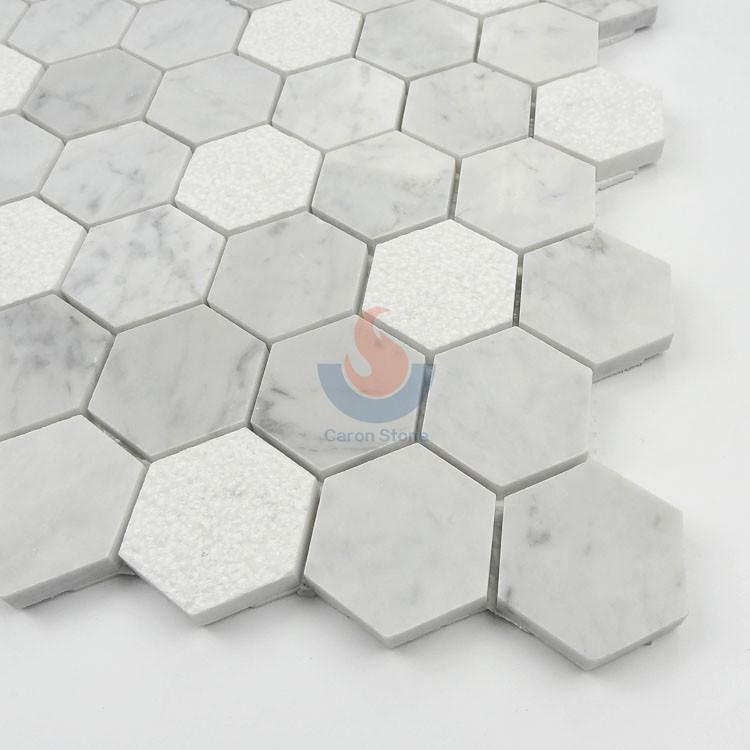 Carrara White Marble Stone Hexagon Mosaic Tile For Floor And Wall,Bianco Carrara Mosaic, Italian White Marble Mosaic, Italian White, Carrara White