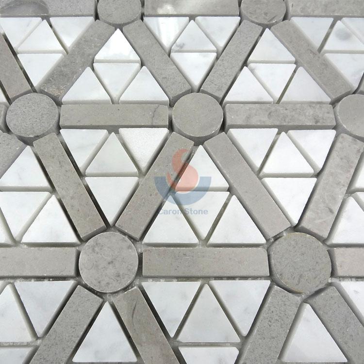 White Oak White Marble Triangle Mosaic Tile For Designer,ew Design Athens Grey Marble Mosaic,White Oak, White Wood Vein, Athen Grey Marble, Grey Wood Vein Marble