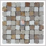 Nature Finish Marble Mosaic , Travertine Emperador Dark Emperador Light Crema Marfil White Oak Nature Surface Mosaic Tile -