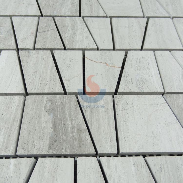 White Oak Silver Cream Random Shape Mosaic Tile ,White Oak Silver Cream Floor Wall Mosaic,White Oak, White Wood Vein, Athen Grey Marble, Grey Wood Vein Marble