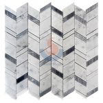 Carrara White And Grey Marble Chevron Mosaic Tile, Bianco Carrara White Mosaic, Italy Grey Brick Mosaic -