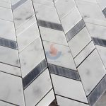 Carrara White And Grey Marble Chevron Mosaic Tile, Bianco Carrara White Mosaic, Italy Grey Brick Mosaic -