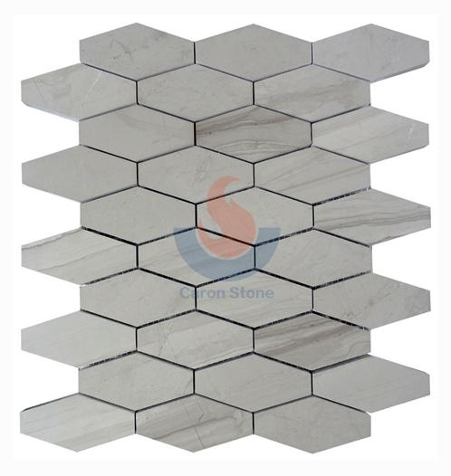 Chinese Wooden Grey Hexagon Marble Floor Mosaic Tile ,White Oak Silver Cream Floor Wall Mosaic,White Oak, White Wood Vein, Athen Grey Marble, Grey Wood Vein Marble